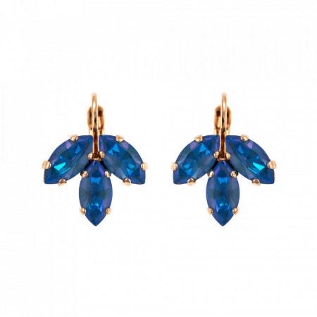 Cercei placati cu Aur roz de 24K, cu cristale Swarovski, Ocean DeLite | 1238/5-143143RG6-Albastru-5600