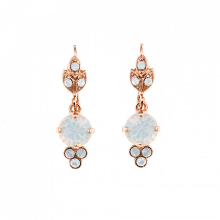 Cercei placati cu Aur roz de 24K, cu cristale Swarovski, Seashell | 1013-234RG1-Alb-1360
