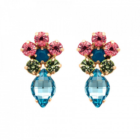 Cercei placati cu Aur roz de 24K, cu cristale Swarovski, Spring Flowers | 1628/1-2141RG2-Multicolor-6160