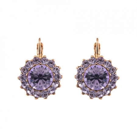 Cercei placati cu Aur roz de 24K, cu cristale Swarovski, Violet - Colors | 1317-371371RG6-Mov-5630