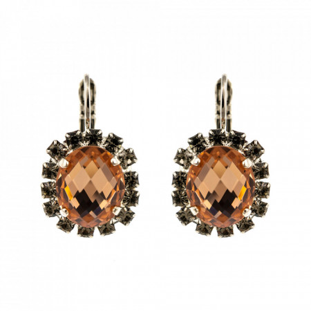 Cercei placati cu rodiu, cu cristale Swarovski, Earl Grey | 1090/4-1132RO6-Gri/Bej-8970