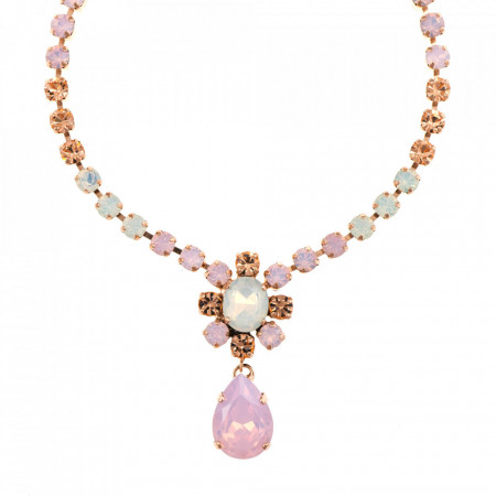 Colier placat cu Aur roz de 24K, cu cristale Swarovski, Tiara Day | 3156/2-2333RG-Multicolor-6120