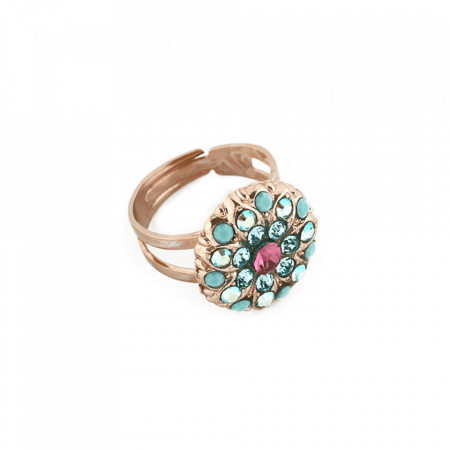 Inel placat cu Aur roz de 24K, cu cristale Swarovski, Guardian Angel | 7217-3711RG-Multicolor-7480