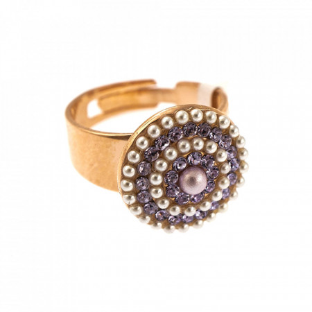 Inel placat cu Aur roz de 24K, cu cristale Swarovski, Romance | 7193-139-10RG-Multicolor-7740