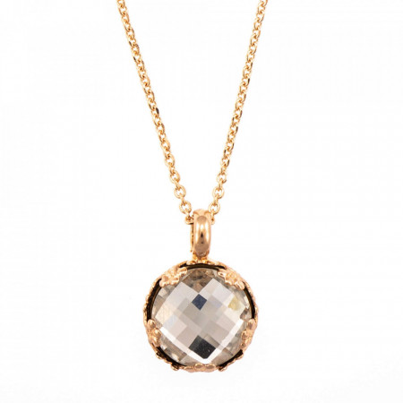 Pandantiv cu lant placat cu Aur roz de 24K, cu cristale Swarovski, On a Clear Day | 5323/2-001ARG-Transparent-6880