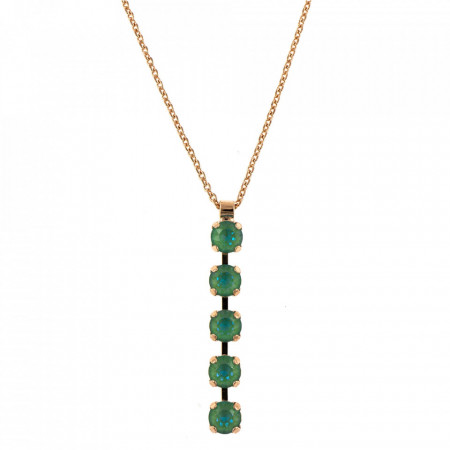 Pandantiv cu lant placat cu Aur roz de 24K, cu cristale Swarovski, Silky Sage DeLite | 5430/5-169169RG-Verde-6950