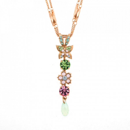 Pandantiv cu lant placat cu Aur roz de 24K, cu cristale Swarovski, California Dreaming | 5414/2-1028RG-Multicolor-6930