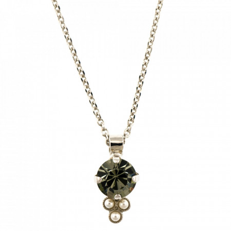 Pandantiv cu lant placat cu rodiu, cu cristale Swarovski, Earl Grey | 5010/1-1132RO-Alb/Bej-9010