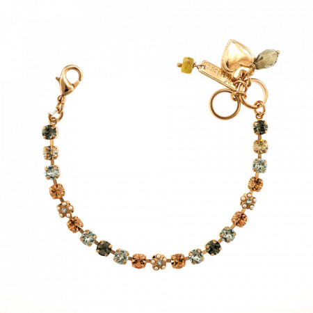 Bratara placata cu Aur roz de 24K, cu cristale Swarovski, Earl Grey | 4008-1132RG-Gri/Bej-9111