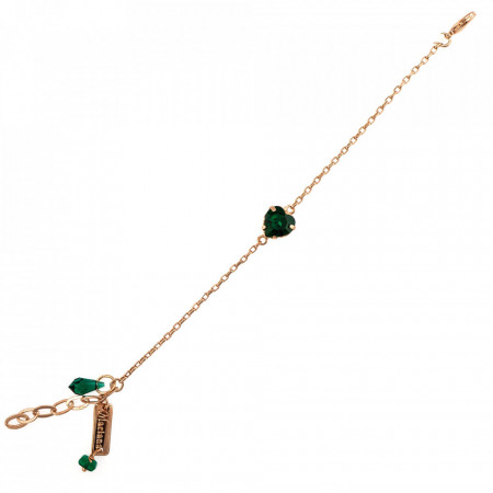 Bratara placata cu Aur roz de 24K, cu cristale Swarovski, Emerald | 4100/2-205RG-Verde-931