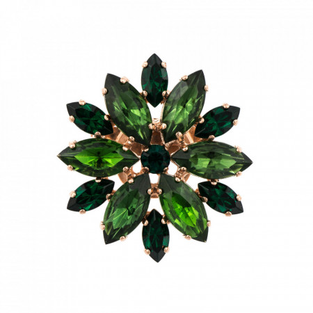 Brosa placata cu Aur roz de 24K, cu cristale Swarovski, Emerald | 2530-205205RG-Verde-1251
