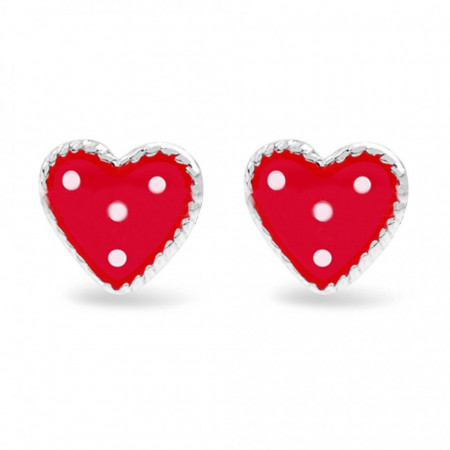 Cercei Argint 925 pentru copii, Heart & Dots - Red-Rosu-8301