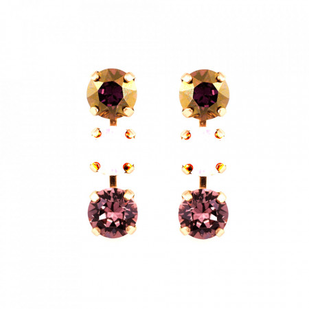 Cercei placati cu Aur roz de 24K, cu cristale Swarovski, Elizabeth | 1440/1-1022RG2-Multicolor-5991