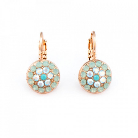 Cercei placati cu Aur roz de 24K, cu cristale Swarovski, Fern | 1416-2677RG6-Verde-5631