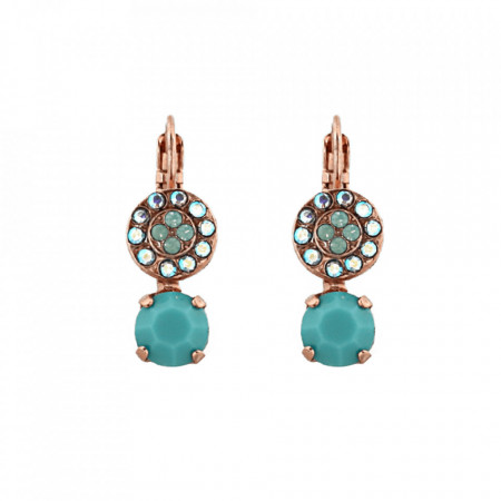 Cercei placati cu Aur roz de 24K, cu cristale Swarovski, Sapphire Sky | 1158-2677rg6-Verde-5351