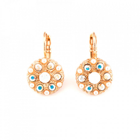 Cercei placati cu Aur roz de 24K, cu cristale Swarovski, Seashell | 1401-1201RG6-Alb-5531