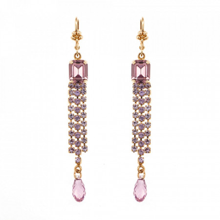 Cercei placati cu Aur roz de 24K, cu cristale Swarovski, Violet - Colors | 1518/1-371371RG1-Mov-6101