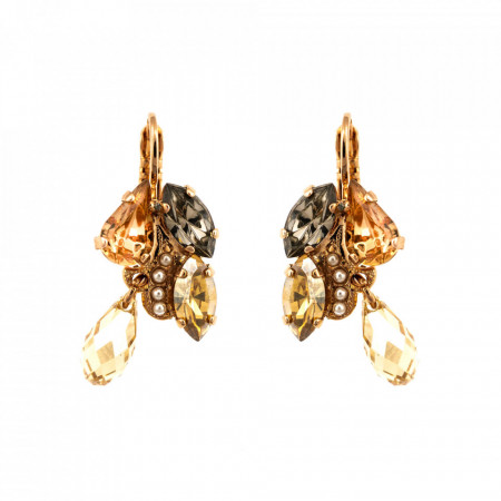 Cercei placati cu Aur roz de 24K, cu cristale Swarovski, Earl Grey | 1238/6-1132RG6-Gri/Bej-9131