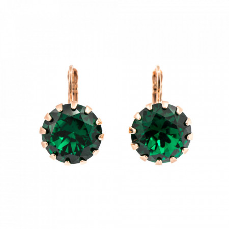 Cercei placati cu Aur roz de 24K, cu cristale Swarovski, Emerald | 1133/1-205RG6-Verde-2031