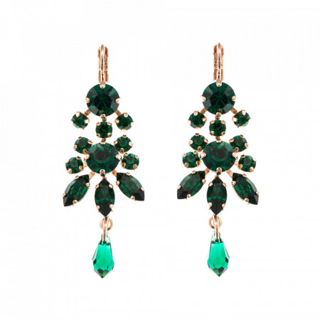 Cercei placati cu Aur roz de 24K, cu cristale Swarovski, Emerald | 1529-205205RG6-Verde-6111