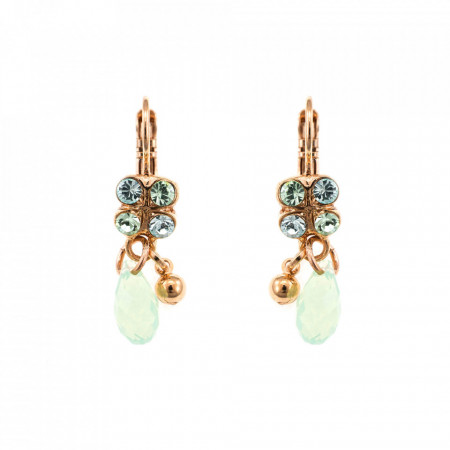 Cercei placati cu Aur roz de 24K, cu cristale Swarovski, Fern | 1004-1065RG6-Verde-1271