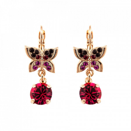Cercei placati cu Aur roz de 24K, cu cristale Swarovski, FireFly | 1154-2140RG6-Rosu-5311