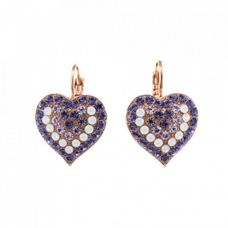 Cercei placati cu Aur roz de 24K, cu cristale Swarovski, Purple Rain | 1007-1062RG6-Mov-1291
