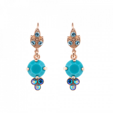 Cercei placati cu Aur roz de 24K, cu cristale Swarovski, Sapphire Sky | 1013-267RG1-Verde-1361