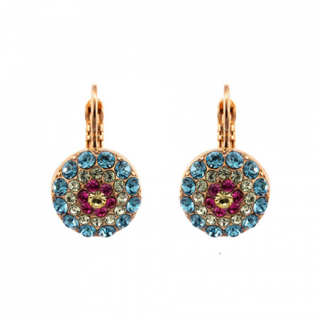 Cercei placati cu Aur roz de 24K, cu cristale Swarovski, Spring Flowers | 1141-2141RG6-Multicolor-2051