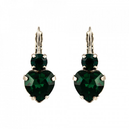 Cercei placati cu rodiu, cu cristale Swarovski, Emerald | 1100/3-205205RO6-Verde-1921