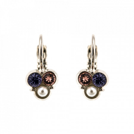 Cercei placati cu rodiu, cu cristale Swarovski, Romance | 1128/3-139-10RO6-Multicolor-1971