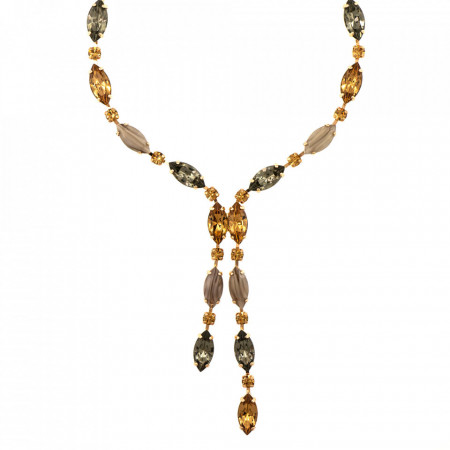 Colier placat cu Aur roz de 24K, cu cristale Swarovski, Earl Grey | 3111/1-1132RG-Gri/Bej-9191