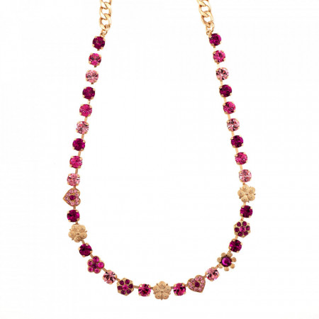 Colier placat cu Aur roz de 24K, cu cristale Swarovski, Camelia | 3028/2-5022RG-Multicolor-3921
