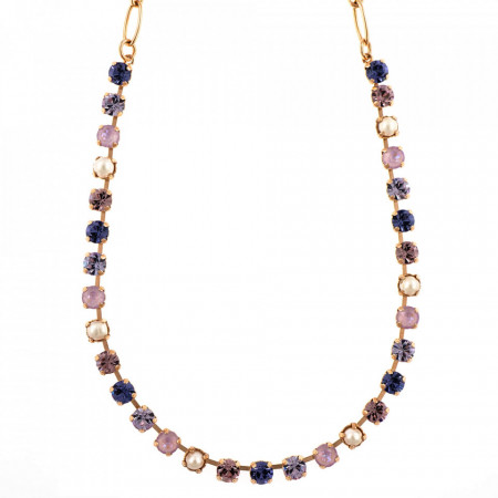 Colier placat cu Aur roz de 24K, cu cristale Swarovski, Romance | 3430-139-10RG-Multicolor-6241