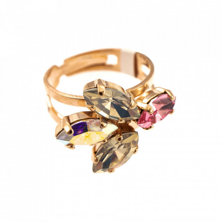 Inel placat cu Aur roz de 24K, cu cristale Swarovski, Aura | 7238/5-1112RG-Multicolor-7521