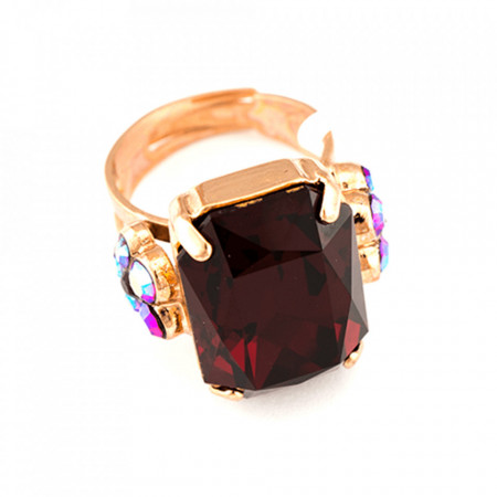 Inel placat cu Aur roz de 24K, cu cristale Swarovski, Lady In Red | 7002/1-208RG-Rosu-7011