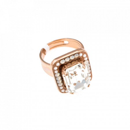 Inel placat cu Aur roz de 24K, cu cristale Swarovski, Forever | 7107-5087RG-Transparent-7641