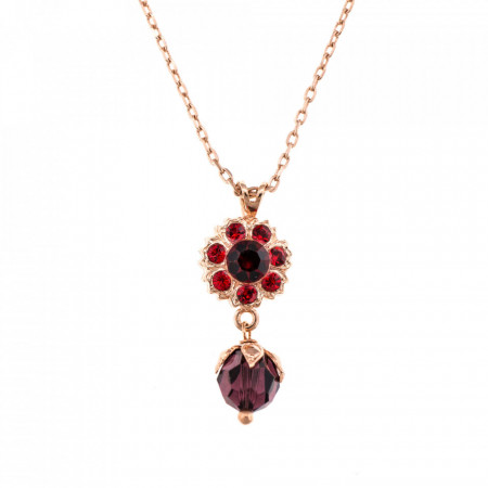 Pandantiv cu lant placat cu Aur roz de 24K, cu cristale Swarovski, Lady In Red | 5074/2-1070RG-Rosu-6391