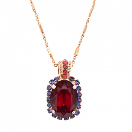 Pandantiv cu lant placat cu Aur roz de 24K, cu cristale Swarovski, Xenia - Odyssey | 5522/5-1091RG-Multicolor-6971