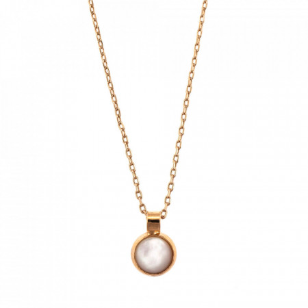 Pandantiv cu lant placat cu Aur roz de 24K, cu cristale Swarovski, Seashell | 5208-M87RG-Alb-6771