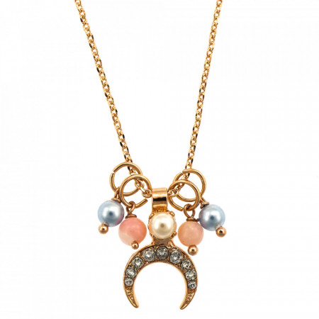 Pandantiv cu lant placat cu Aur roz de 24K, cu cristale Swarovski, Earl Grey | 5500-1132RG-Alb/Gri-9121