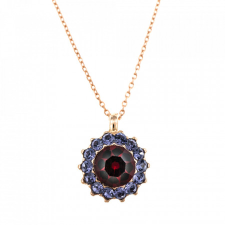 Pandantiv cu lant placat cu Aur roz de 24K, cu cristale Swarovski, Xenia - Odyssey | 5034/1-1091RG-Multicolor-6311
