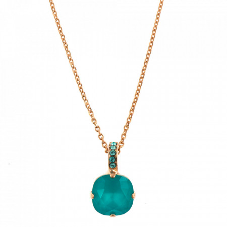 Pandantiv cu lant placat cu Aur roz de 24K, cu cristale Swarovski, Sapphire Sky | 5326/2-263029RG-Verde-6911
