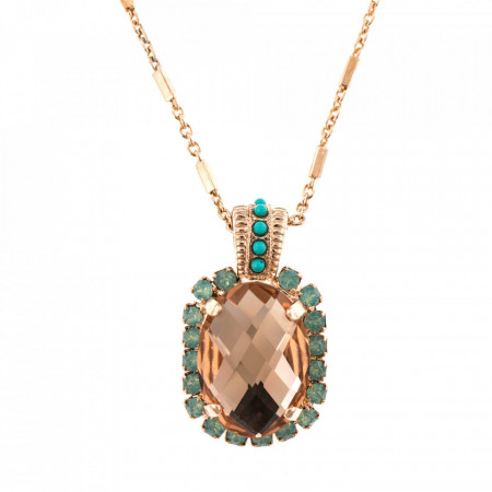 Pandantiv cu lant placat cu Aur roz de 24K, cu cristale Swarovski, Summer Palace | 5522/5-1042RG-Multicolor-6961