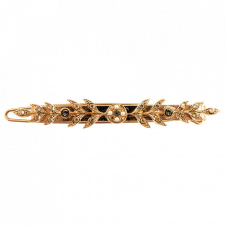 Agrafa de par placata cu Aur roz de 24K, cu cristale Swarovski, Earl Grey | 9029-1132RG-Gri/Bej-9102