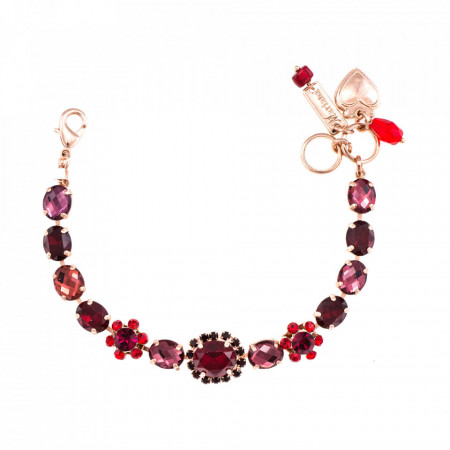 Bratara placata cu Aur roz de 24K, cu cristale Swarovski, Lady In Red | 4090/3-1070RG-Rosu-1102
