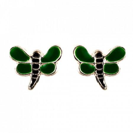 Cercei Argint 925 pentru copii, Green Dragon-Fly-Verde-8262