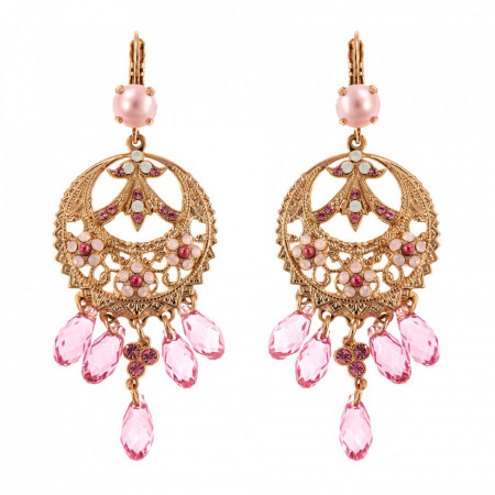 Cercei placati cu Aur roz de 24K, cu cristale Swarovski, Antigua | 1043/1-223-1RG6-Roz-1522