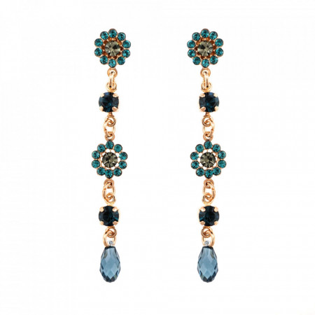 Cercei placati cu Aur roz de 24K, cu cristale Swarovski, Nightfall | 1111/3-1114RG2-Albastru-1952