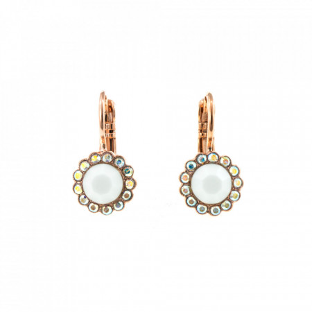 Cercei placati cu Aur roz de 24K, cu cristale Swarovski, Seashell | 1133-1201RG6-Alb-2022